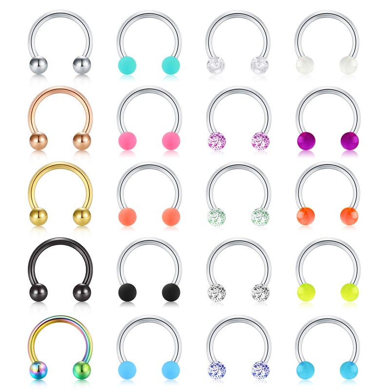 Mayhoop 16G Stainless Steel Horseshoe Nose Septum Rings Piercing Jewelry Cartilage Helix Tragus Earring Hoop Lip Horseshoe Piercing Retainer for Women Men 10mm 3/8" - Image 1